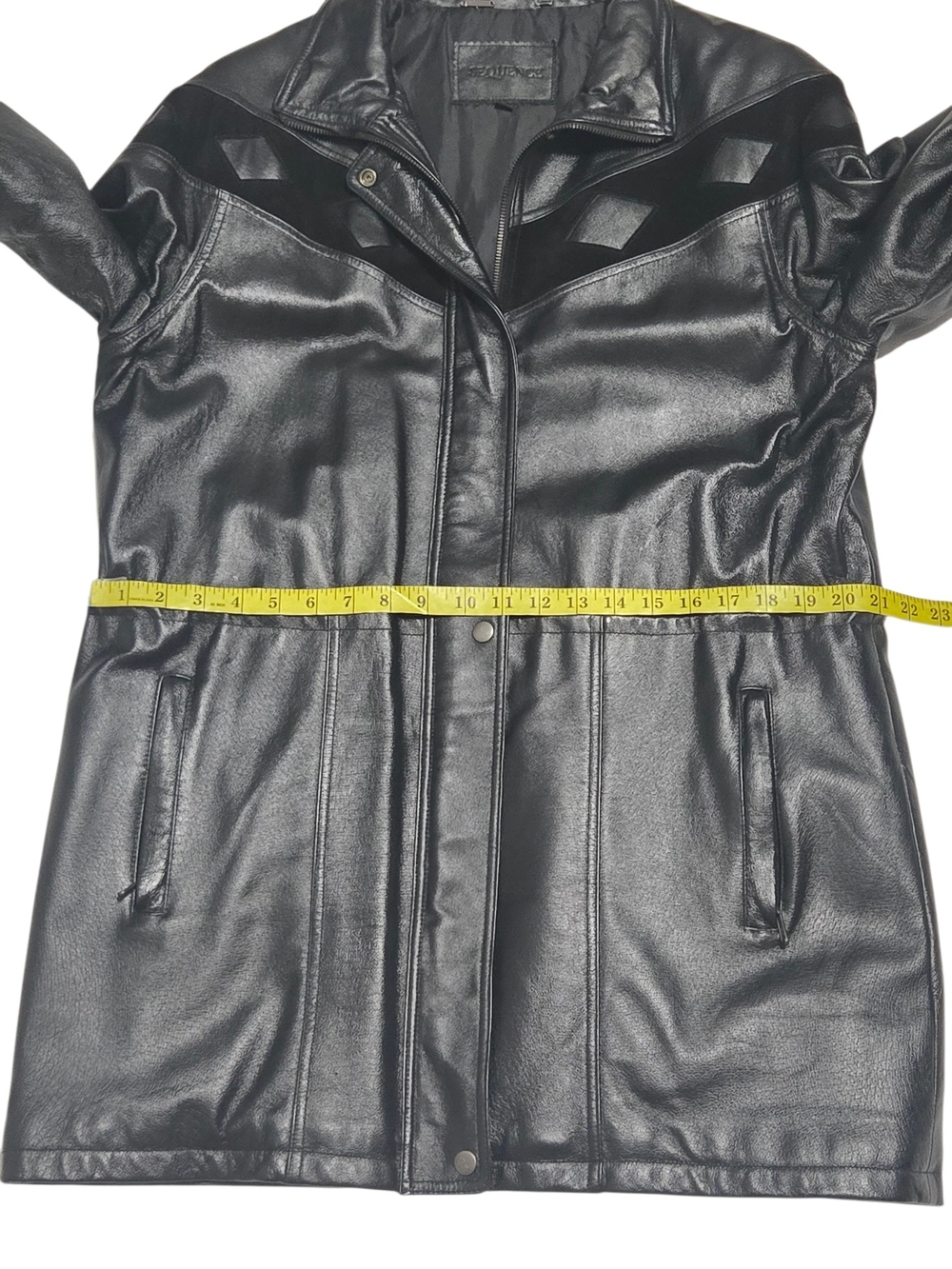 Vintage Sequence Black Genuine Leather & Velvet Western Jacket Women's Size 10 - Picture 6 of 11
